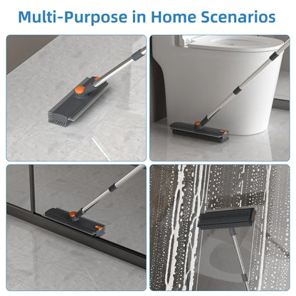 3-in-1 Floor Scrub Brush with Long Handle – Heavy-Duty Stiff Bristles for Bathroom, Kitchen, Patio & More 🧽✨