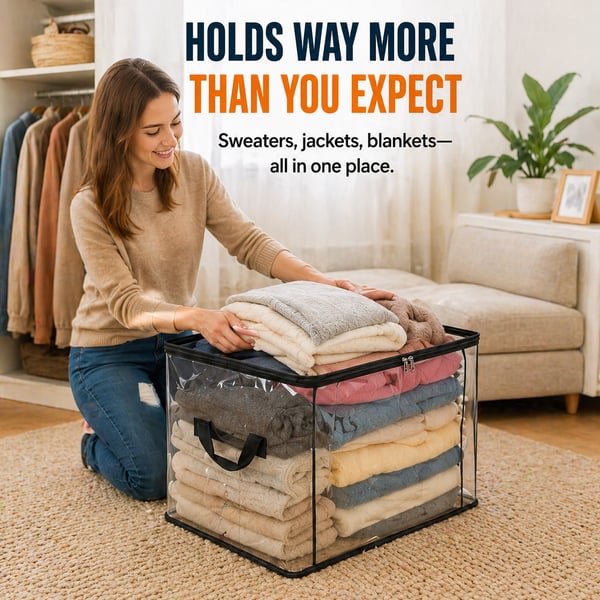 🔥Buy 1 Get 1 Free📢Large Heavy-Duty Thick Plastic Clear Storage Bag for Clothes, Moving & Storage