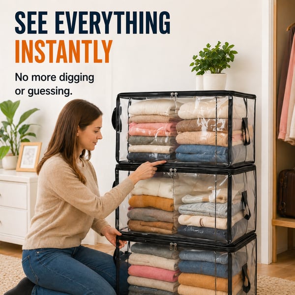 🔥Buy 1 Get 1 Free📢Large Heavy-Duty Thick Plastic Clear Storage Bag for Clothes, Moving & Storage